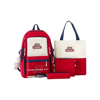 Deli Bear Canvas Backpack Set Of Four Regular Unisex Blue/Green/Red/Black