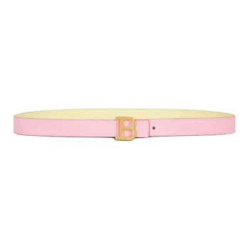 BALMAIN Carving Letter Design Leather Belts Women's Pink Width: 2CM