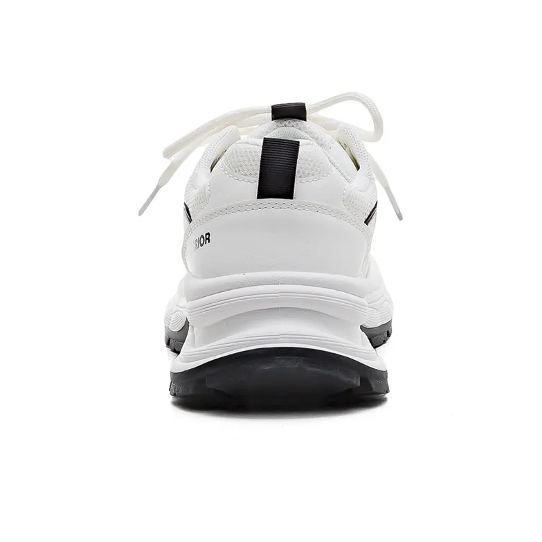Warrior Height Increasing Abrasion Resistant Low Top Chunky Sneakers Women's White Black-3