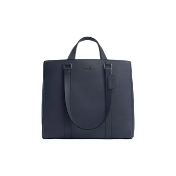 COACH Hudson Refined Pebble Pattern Leather Tote Bag, Shopping Bag, Handbag Large Size Men's Denim Color