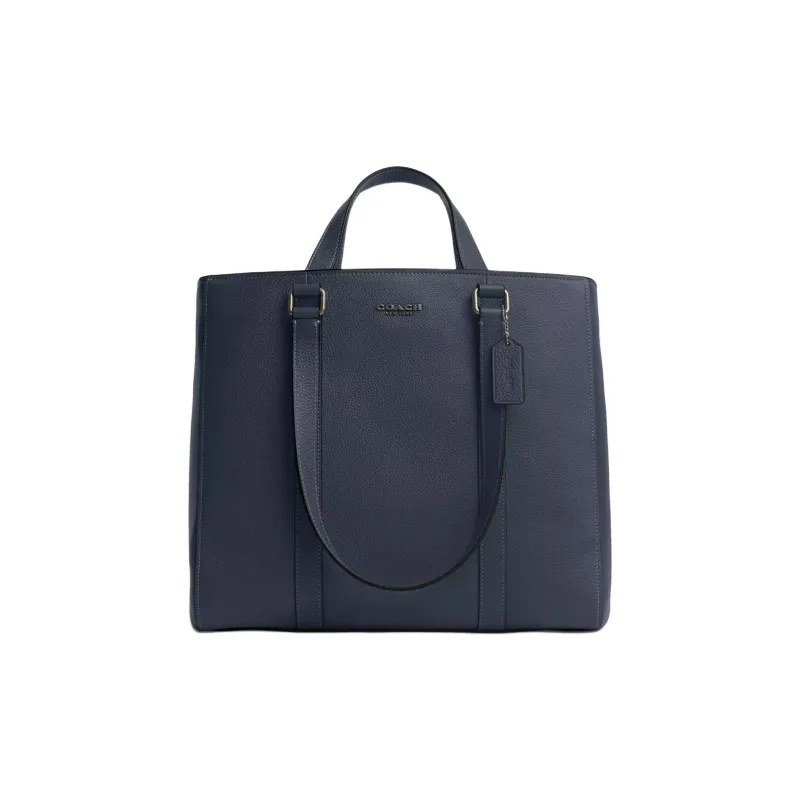 COACH Hudson Refined Pebble Pattern Leather Tote Bag, Shopping Bag, Handbag Large Size Men's Denim Color-0