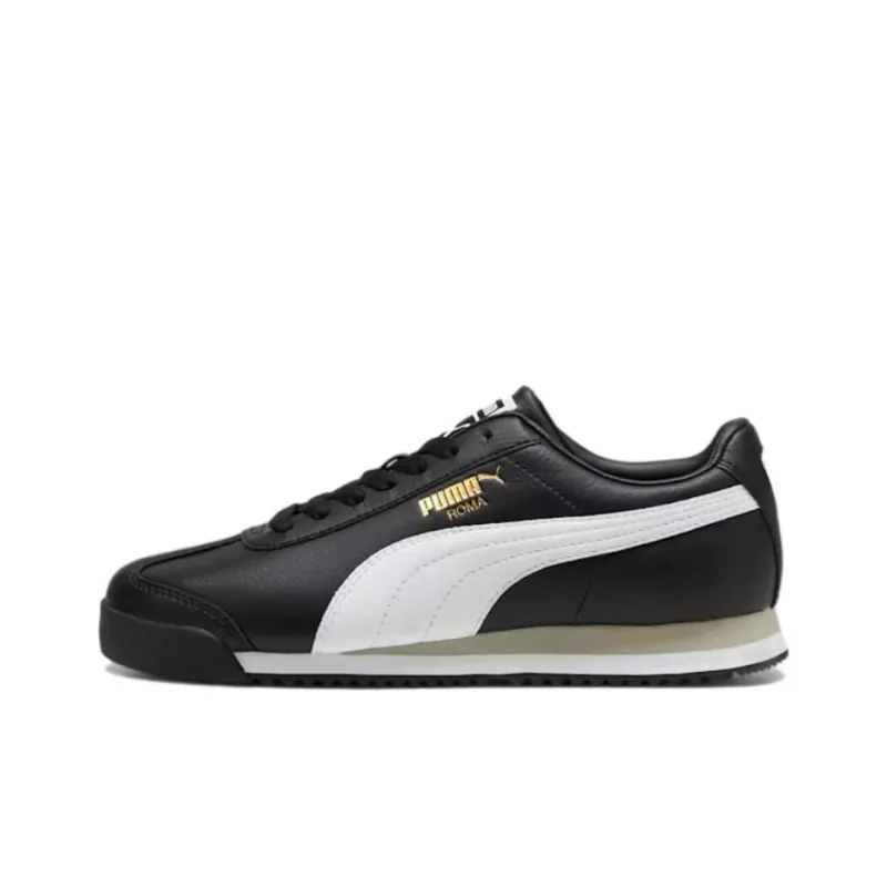 PUMA Roma 24 Anti Slip Wear Resistant Low Top Running Shoes Unisex Black White-0