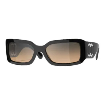 CHANEL Nylon Acetate Rectangular Sunglasses Unisex Black