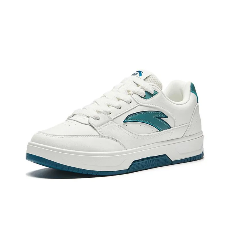 Anta BASIC Slip Resistant Cushioning Low Top Skateboard Shoes Men's White Green-1