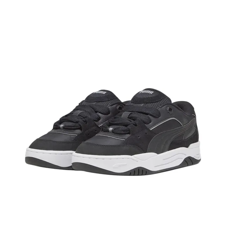 PUMA 180 Leather Anti Slip Wear Resistant Low Top Casual Shoes Unisex Black White-2