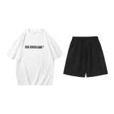 White T-Shirts+Black Shorts