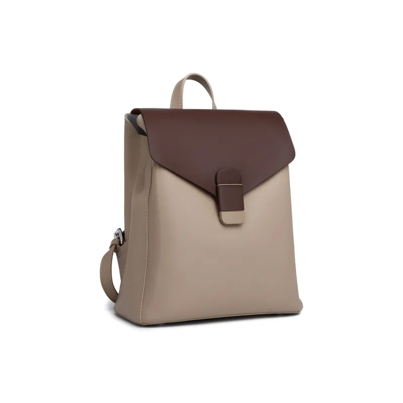 TTaG．baG Cow Leather Backpack Women's Apricot Coffee/Brown/Black-1