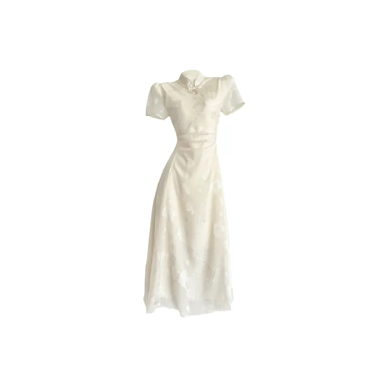 Pa33word Short Sleeved Dress Women's Beige Apricot-35