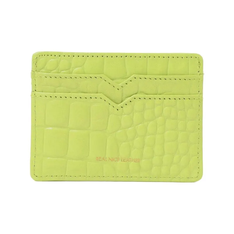 Beams Cow Leather Card Clip Card Holder Women's Pink/Yellow-1