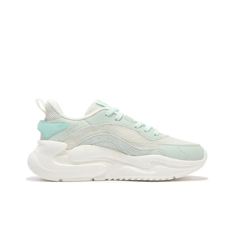 361° Breathable Lightweight Shock-absorbing And Wear-resistant. Low-Top Casual Shoes Women's Green White-1