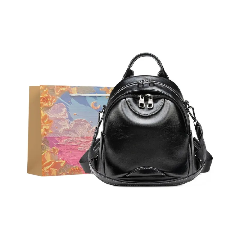 BRINCH Pu Handbag Backpack Regular Women's Dark Coffee/Black-4