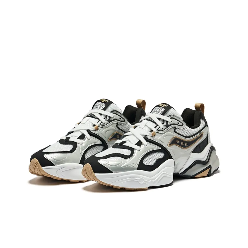 Saucony Low Top Running Shoes Unisex Silver Black White-3
