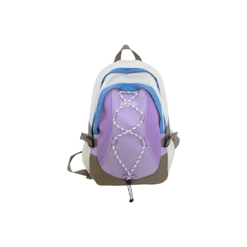 KAMLUI Nylon Backpack Backpack Student Backpack Regular Unisex White/Purple/Black-0