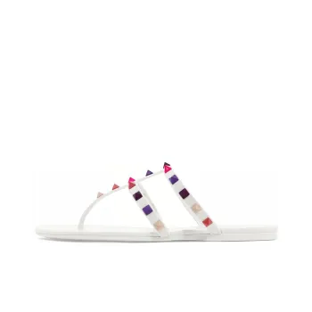 Valentino Rockstud Flip Flops Women's White
