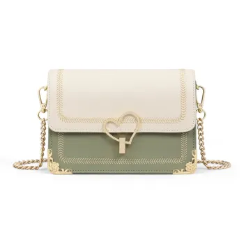 Kevin Cohen Cow Leather Shoulder Bag, Crossbody Bag, Small Square Bag Trumpets Women's Matcha Green