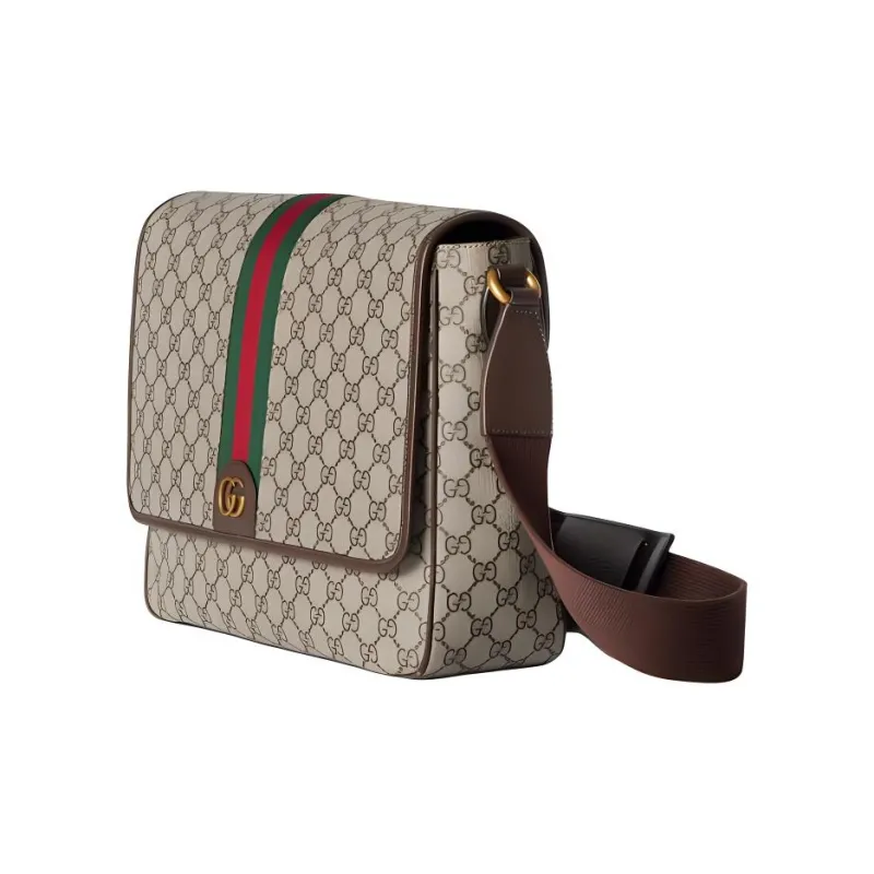 GUCCI Ophidia Canvas With Leather Shoulder Bag, Crossbody Bag Tubas Men's Beige & Ebony-1