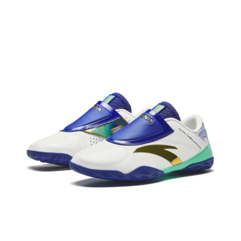 Anta Slip Resistant Low Top Training Shoes Men's White Blue Gold-1