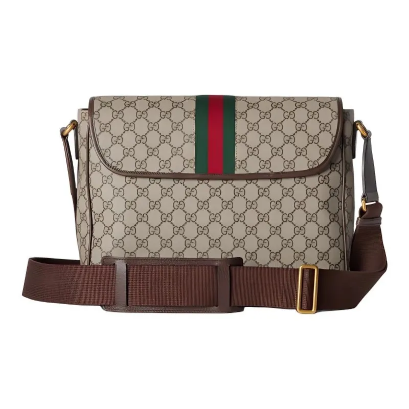 GUCCI Ophidia Canvas With Leather Shoulder Bag, Crossbody Bag Tubas Men's Beige & Ebony-3
