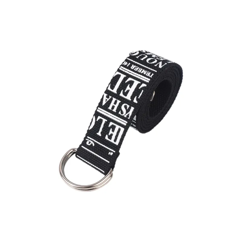 Mulinsen Trendy Brand English Letter Newspaper Patterned Print Korean Style Double Loop D Shaped Belt Unisex Width 3.8-2