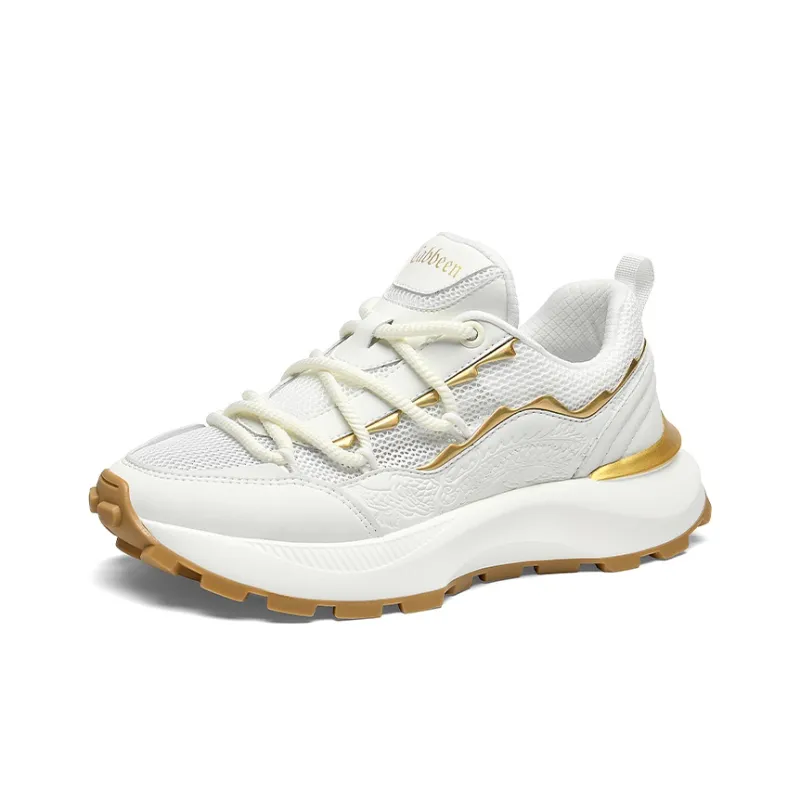 Cabbeen Low-Top Fashion Dragon Pattern Breathable Platform Athletic Shoes Men's-1