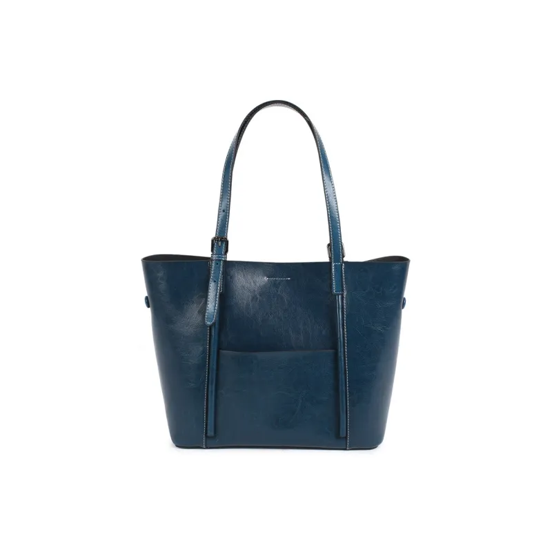 TTaG．baG Cow Leather Tote Bag, Shopping Bag, Handbag, Shoulder Bag Women's Black/Coffee/Sunset Yellow/Blue-11