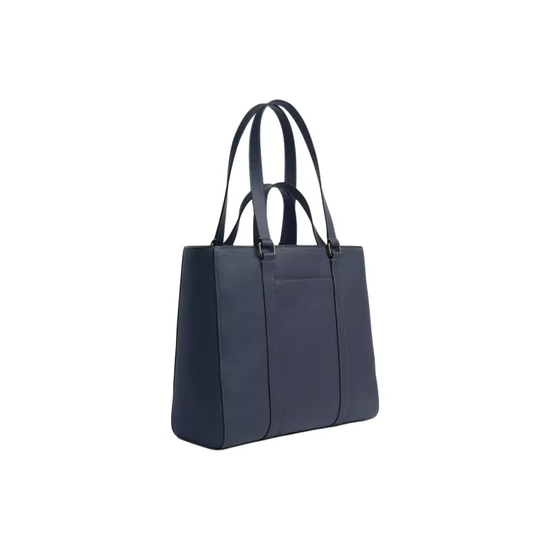 COACH Hudson Refined Pebble Pattern Leather Tote Bag, Shopping Bag, Handbag Large Size Men's Denim Color-1