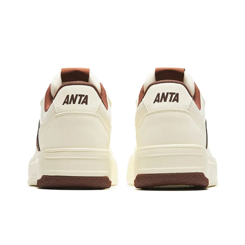 Anta Lightweight Height Increasing Low-Top Skateboard Shoes Men's White Brown-3