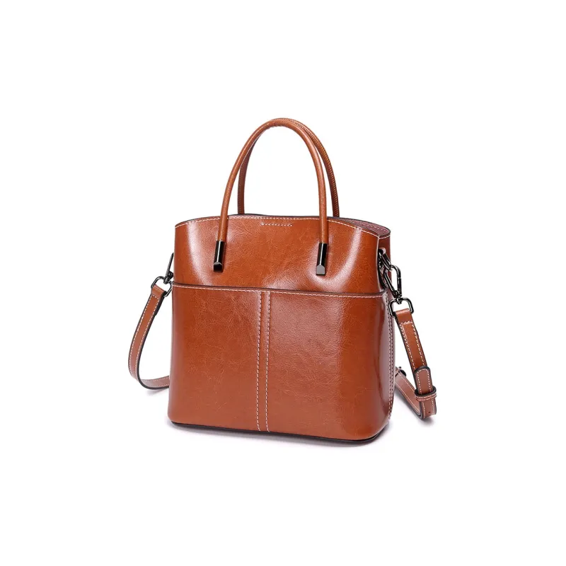 TTaG．baG Cow Leather Shoulder Bag, Crossbody Bag, Handbag Women's Sunset Yellow/Coffee/Jasper/Black/White-1