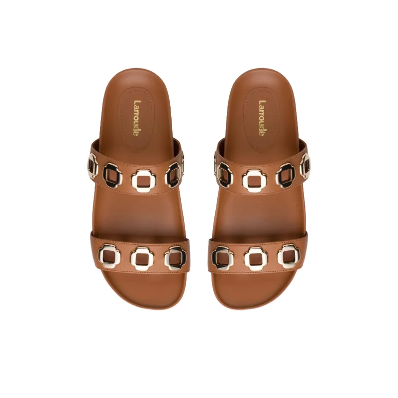 Larroude Slide Slippers Women's Caramel-3
