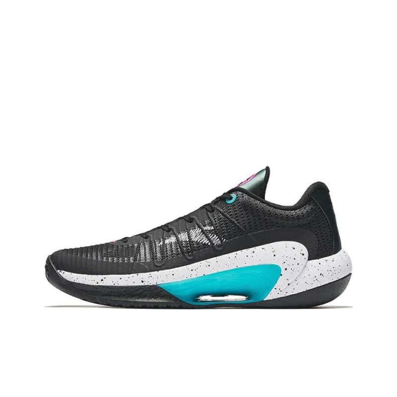 Anta 3 Point Rain Lite V2 Cushioning Low Top Basketball Shoes Men's Black White Blue-0