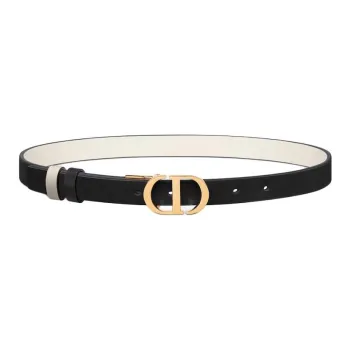 DIOR Cow Leather Belts Women's Black/Milk White Width  2CM