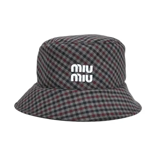 MIU MIU Virgin Wool Bucket Hats Women's Bordeaux