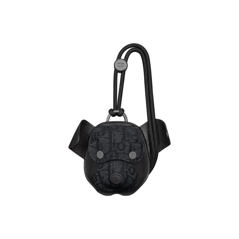 DIOR Bobby Grained Calfskin Earphone Case Unisex Black-0