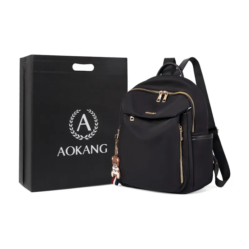 AOKANG Fabric, Synthetic Leather Business Commute Bag Canvas Backpack Regular Women's Black/Red-0