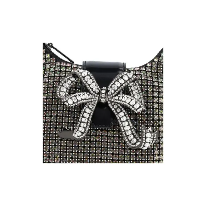 Self portrait Embellished Chainmail Crescent Bag-4