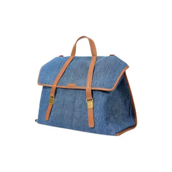 Songmont Cow Leather With Fabric Backpack Regular Unisex Denim Blue/Tea Brown