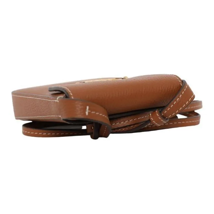 TORY BURCH Leather Mobile Phone Crossbody Bag Mini Women's Light Tea Brown-4