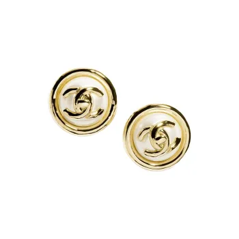 CHANEL Metal Earrings Women's Gold
