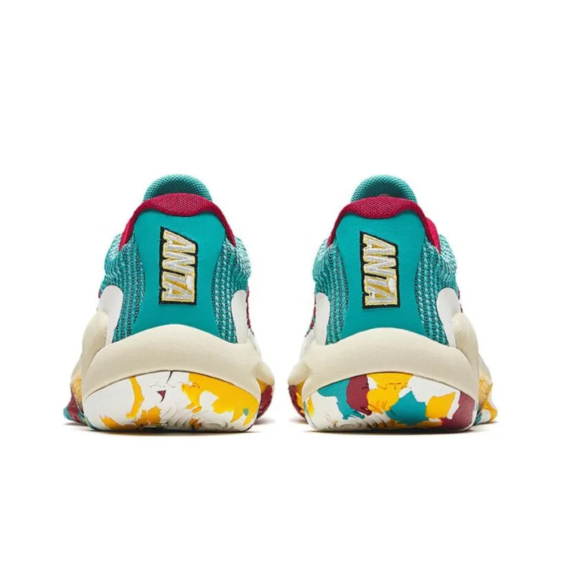 Anta 3 Point Rain Lite V2 Cushioning Low Top Basketball Shoes Men's Green White Red-3