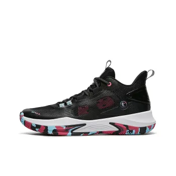 QIAODAN Durable Breathable Mid Top Basketball Shoes Men's Black Pink