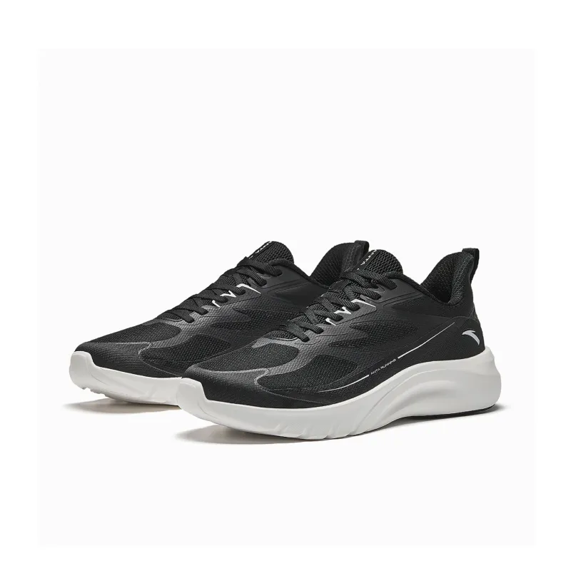 Anta Cushioning Breathable Low Top Casual Running Shoes Men's Black Gray-1