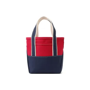 Beams LLBean X Beams Plus 100% Cotton Handbag Unisex Red With Marine Blue/NAVY/GREEM