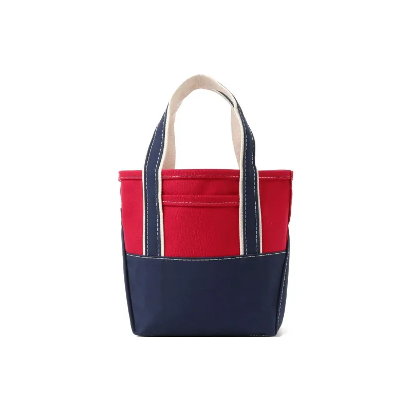 Beams LLBean X Beams Plus 100% Cotton Handbag Unisex Red With Marine Blue/NAVY/GREEM-0