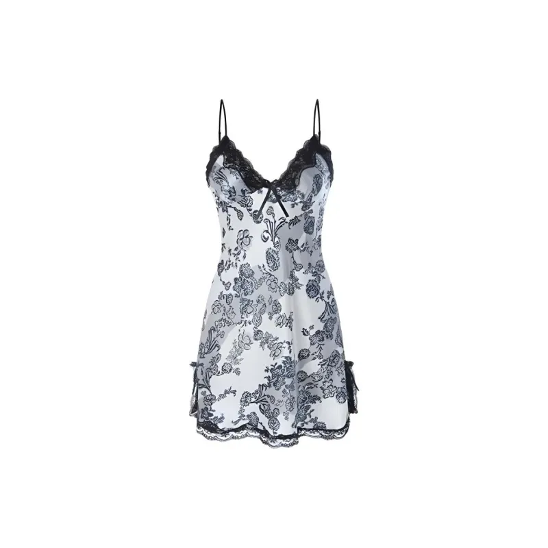 MIIOW Nightgown Women's Black Pattern-0