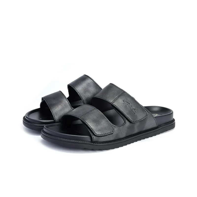 Satchi Quiet Slip Resistant Odor Resistant Abrasion Resistant Slide Slippers Men's Black-2