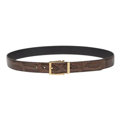 FERRAGAMO Pattern Pattern Pin Buckle Python Skin Calfskin Leather Belts Men's Brown Width: 3CM