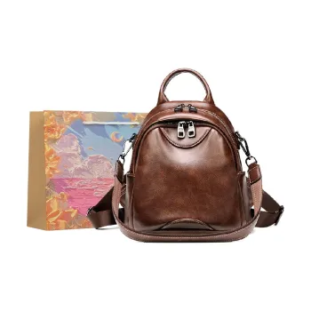 BRINCH Pu Handbag Backpack Regular Women's Dark Coffee/Black