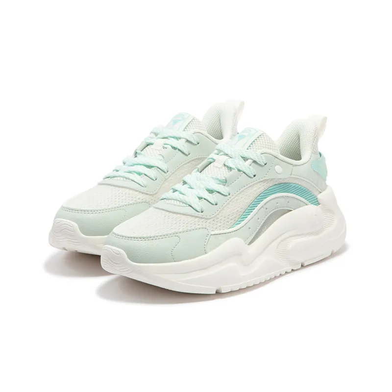 361° Breathable Lightweight Shock-absorbing And Wear-resistant. Low-Top Casual Shoes Women's Green White-3