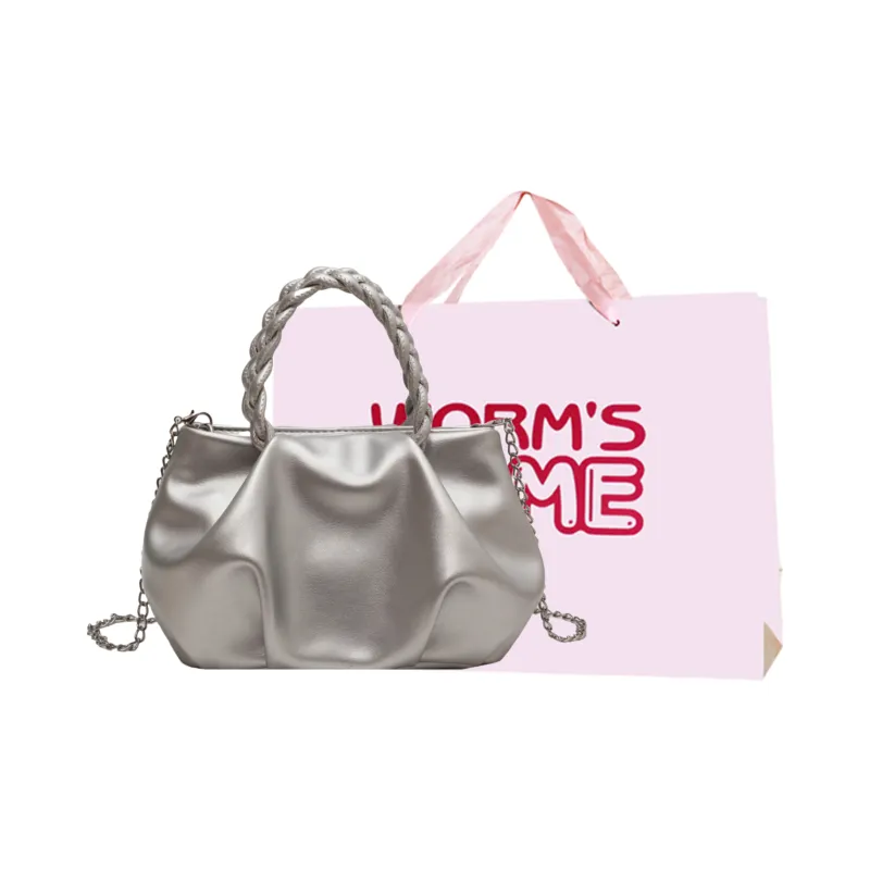 Worm's Home PU Crossbody Bag, Shoulder Bag, Handbag Women's White/Silver/Black/Blue/Pink-6