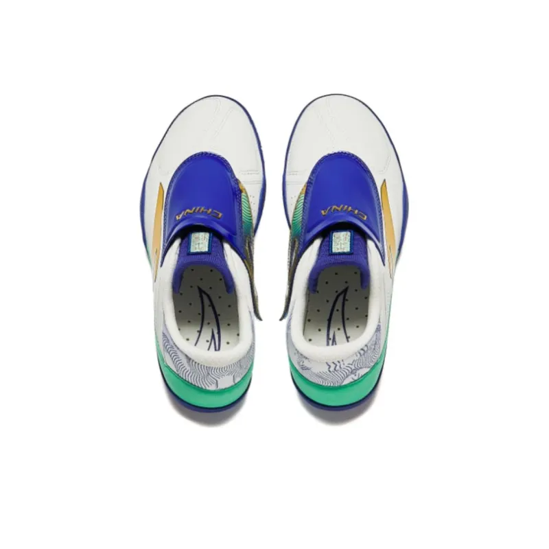 Anta Slip Resistant Low Top Training Shoes Men's White Blue Gold-2